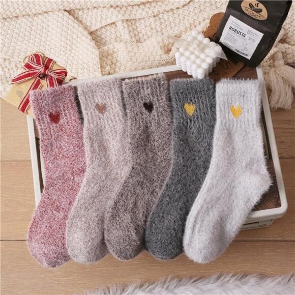 New 5 Pairs Fuzzy Soft Cozy Comfortable Socks for Women, Casual Sleep Comfy Sock - Picture 3 of 6